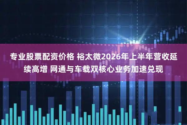专业股票配资价格 裕太微2026年上半年营收延续高增 网通与车载双核心业务加速兑现